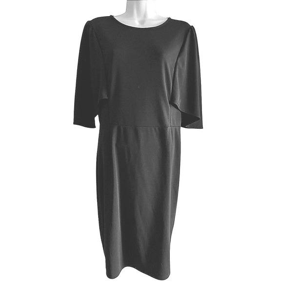 Vintage GRACE KARIN Black Dress Cape Sleeve Sheath Cocktail Party Career Size XL - Picture 1 of 6